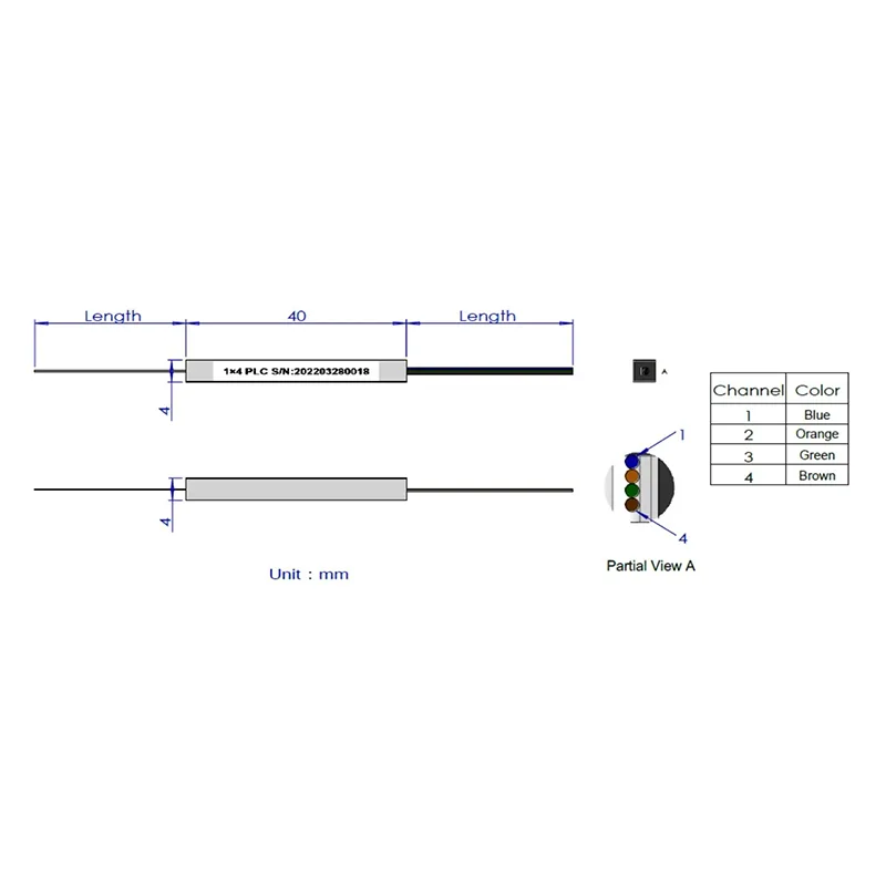 1*4 1*8 PLC skirstytuvas (pliko pluošto tipas)